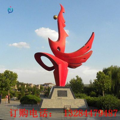 大型不锈钢抽象凤凰雕塑