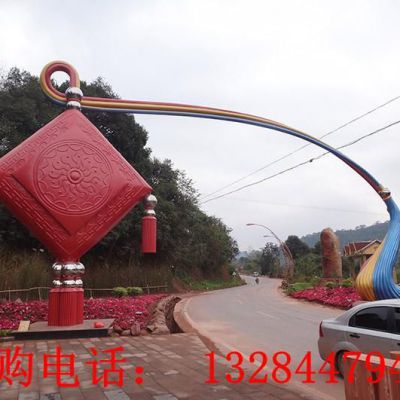不锈钢中国结拱门雕塑