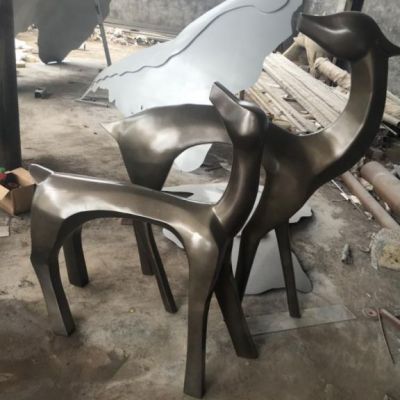 不锈钢抽象小鹿雕塑