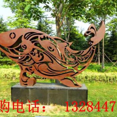 不锈钢镂空鱼雕塑