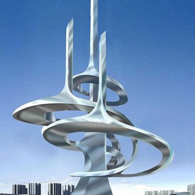 大型不锈钢龙卷风城市雕塑
