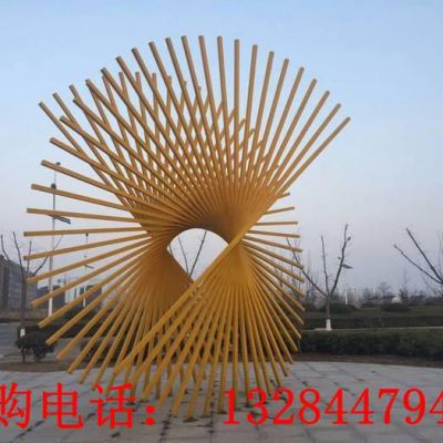 不锈钢抽象圆管凤尾雕塑
