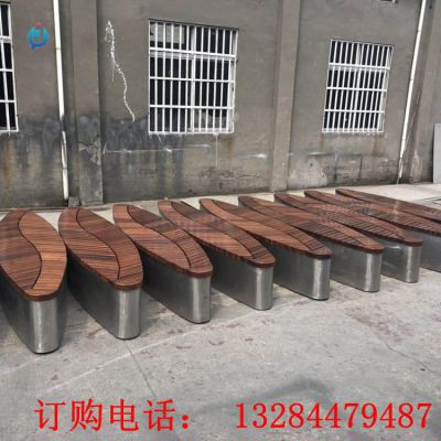 不锈钢树叶坐凳雕塑