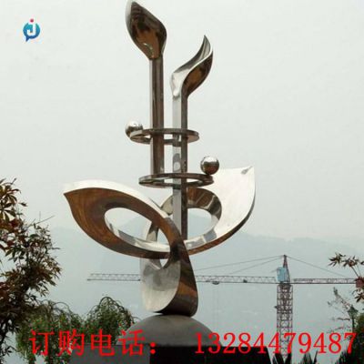 不锈钢抽象树叶校园雕塑