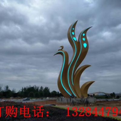 不锈钢抽象发光凤凰雕塑