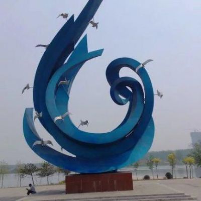 不锈钢海浪雕塑