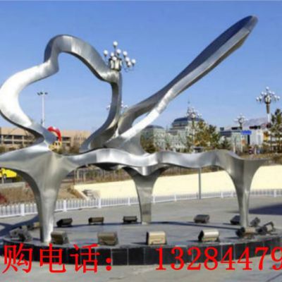 不锈钢抽象钢琴雕塑