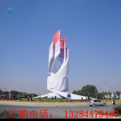 大型不锈钢抽象凤凰雕塑