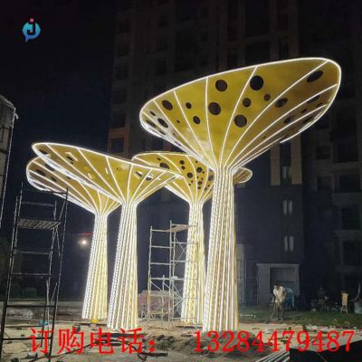 大型不锈钢发光树雕塑