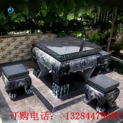石雕方形桌凳雕塑