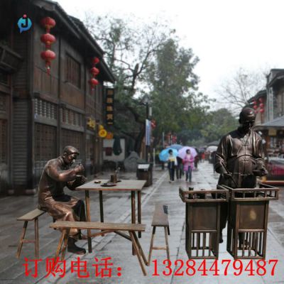 铸铜卖小吃雕塑