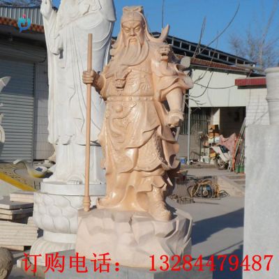 石雕晚霞红关公雕塑