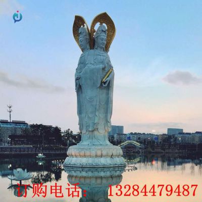 石雕三面观音雕塑