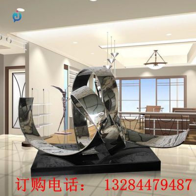 不锈钢镜面飘带雕塑