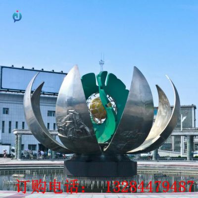 大型不锈钢荷花雕塑
