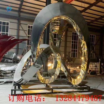 不锈钢发光飘带雕塑