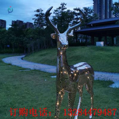 不锈钢发光鹿雕塑