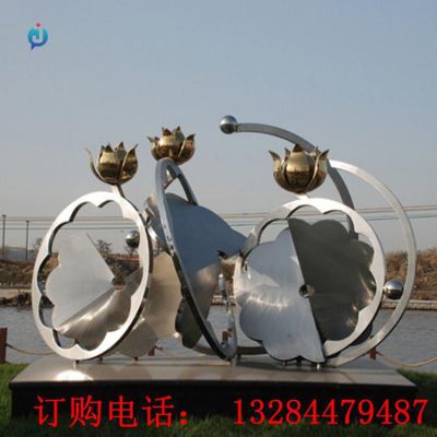 大型不锈钢抽象莲花雕塑