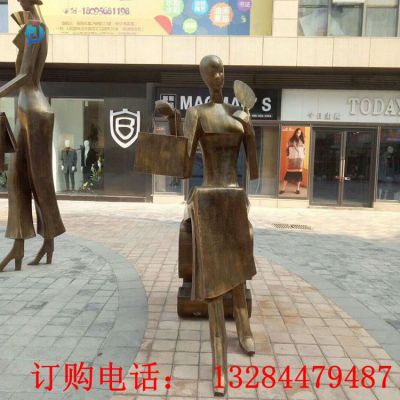 铸铜逛街人物雕塑
