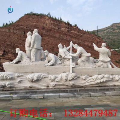 石雕红军划船雕塑
