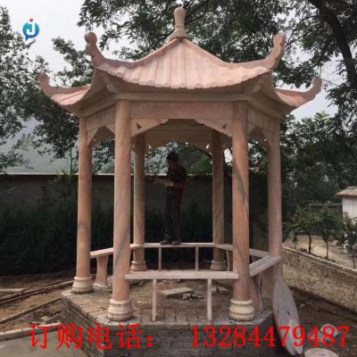 石雕六角凉亭雕塑