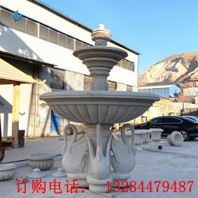 石雕天鹅喷泉雕塑