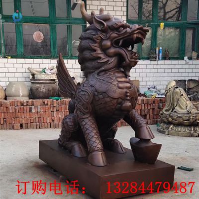 大型铸铜麒麟雕塑