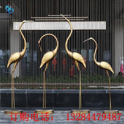 铸铜抽象仙鹤雕塑