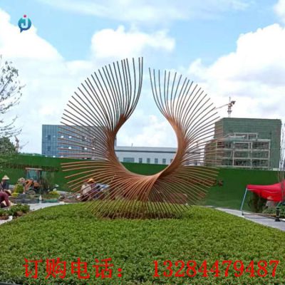 铸铜抽象凤尾雕塑