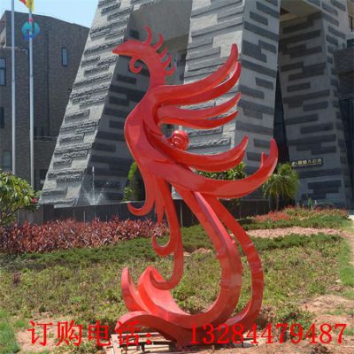 不锈钢火凤凰雕塑