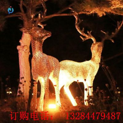 不锈钢发光鹿雕塑