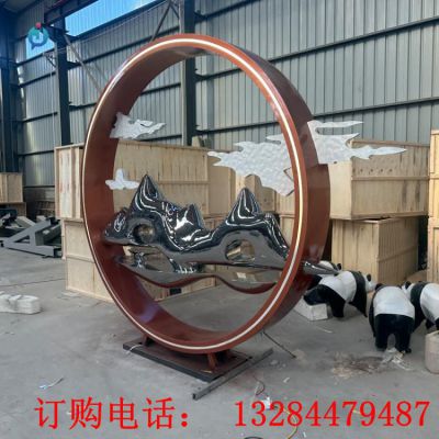 不锈钢圆环假山雕塑