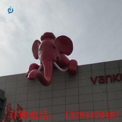 大型不锈钢彩绘大象雕塑