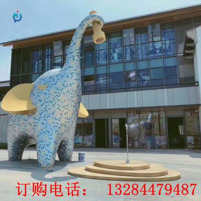 大型不锈钢彩绘大象雕塑