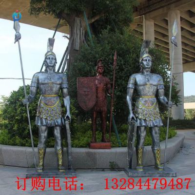 铸铜罗马士兵雕塑
