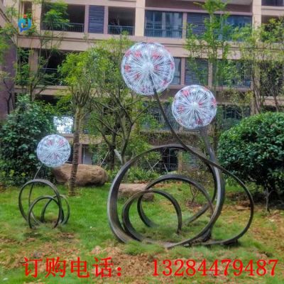 不锈钢抽象蒲公英雕塑