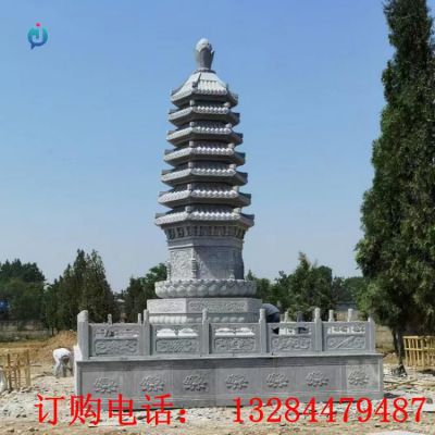 石雕五层石塔雕塑