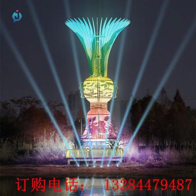 大型不锈钢发光花瓶雕塑