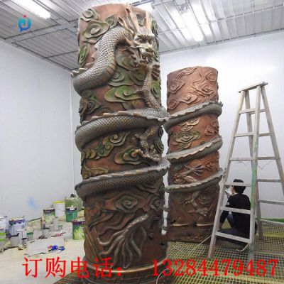 石雕寺庙龙柱雕塑