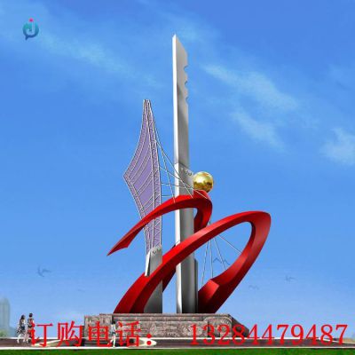 大型不锈钢帆船飘带雕塑