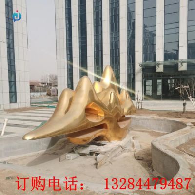 不锈钢金色假山雕塑