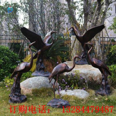 铸铜仙鹤雕塑