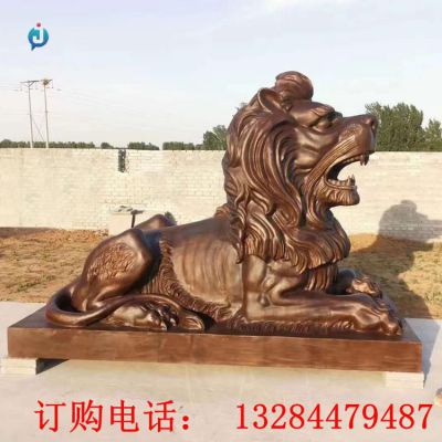 铸铜卧狮子雕塑