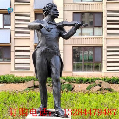 铸铜欧式拉小提琴人物雕塑