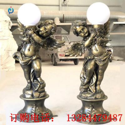 铸铜小天使抱灯泡雕塑