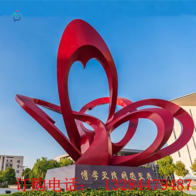 大型不锈钢飘带校园雕塑