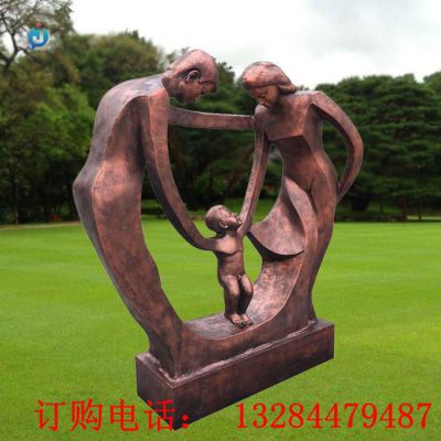 铸铜一家三口雕塑