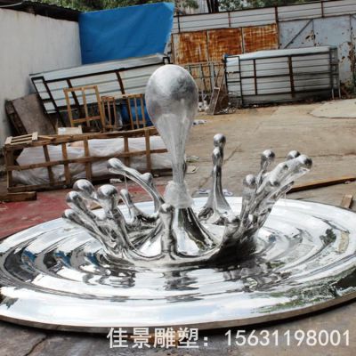 抽象不锈钢镜面浪花水滴雕塑