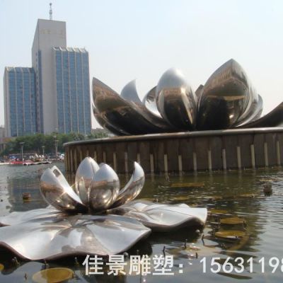 景区不锈钢抽象荷花雕塑