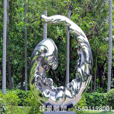 不锈钢海浪镜面抽象雕塑